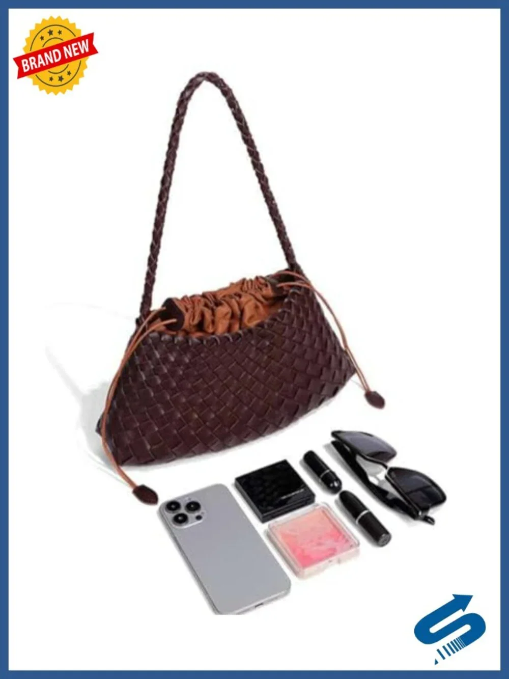 Suede Woven Hobo Bag Faux Leather Tote Purse Shoulder Bag